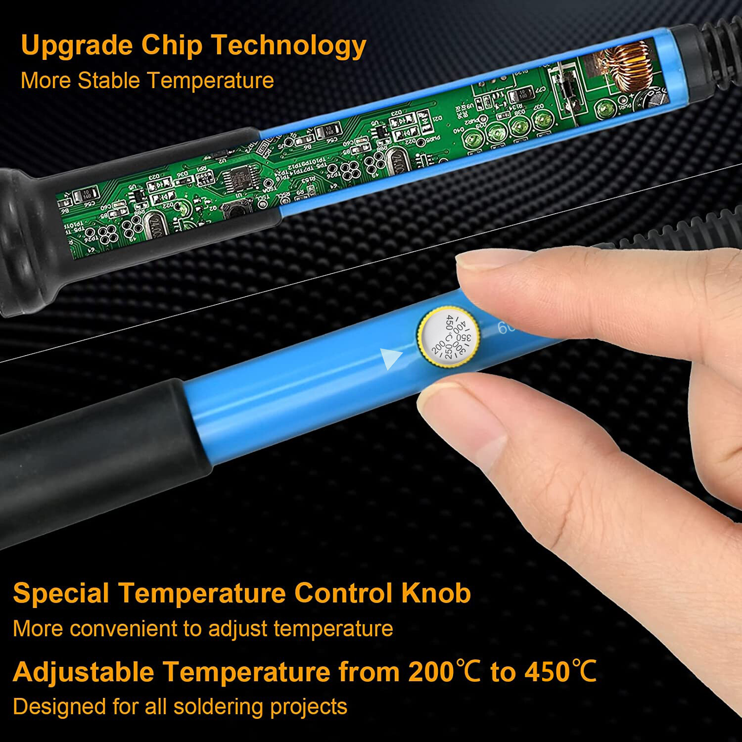 Soldering Iron Kit,60W Adjustable Temperature Welding Tool Solder Gun Wire Tips