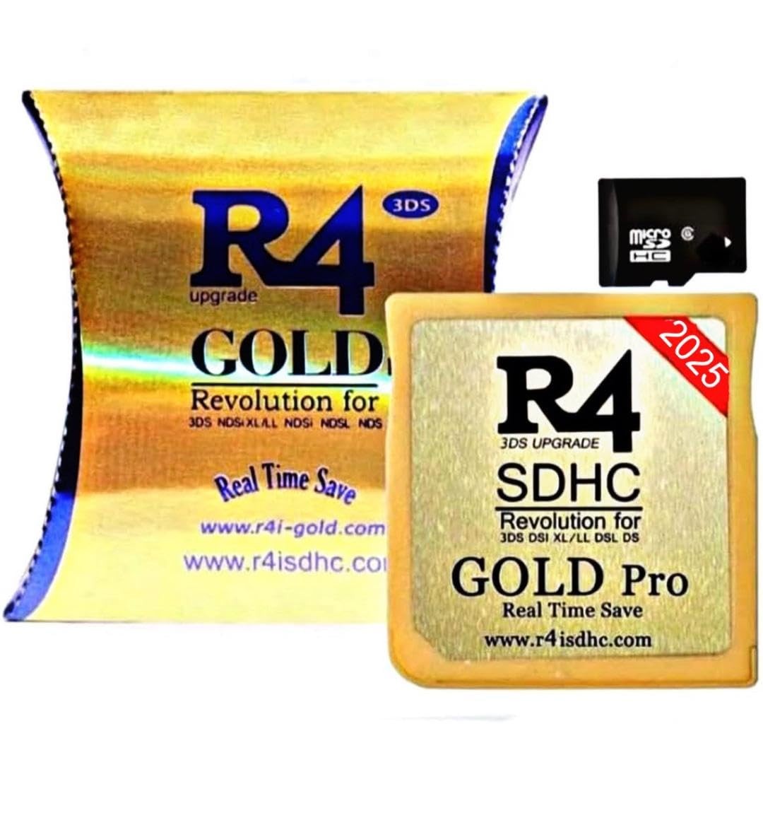 R4 SDHC Gold Pro Adapter with 32 GB Micro SD with YS Menu with 500 in 1 Will ...