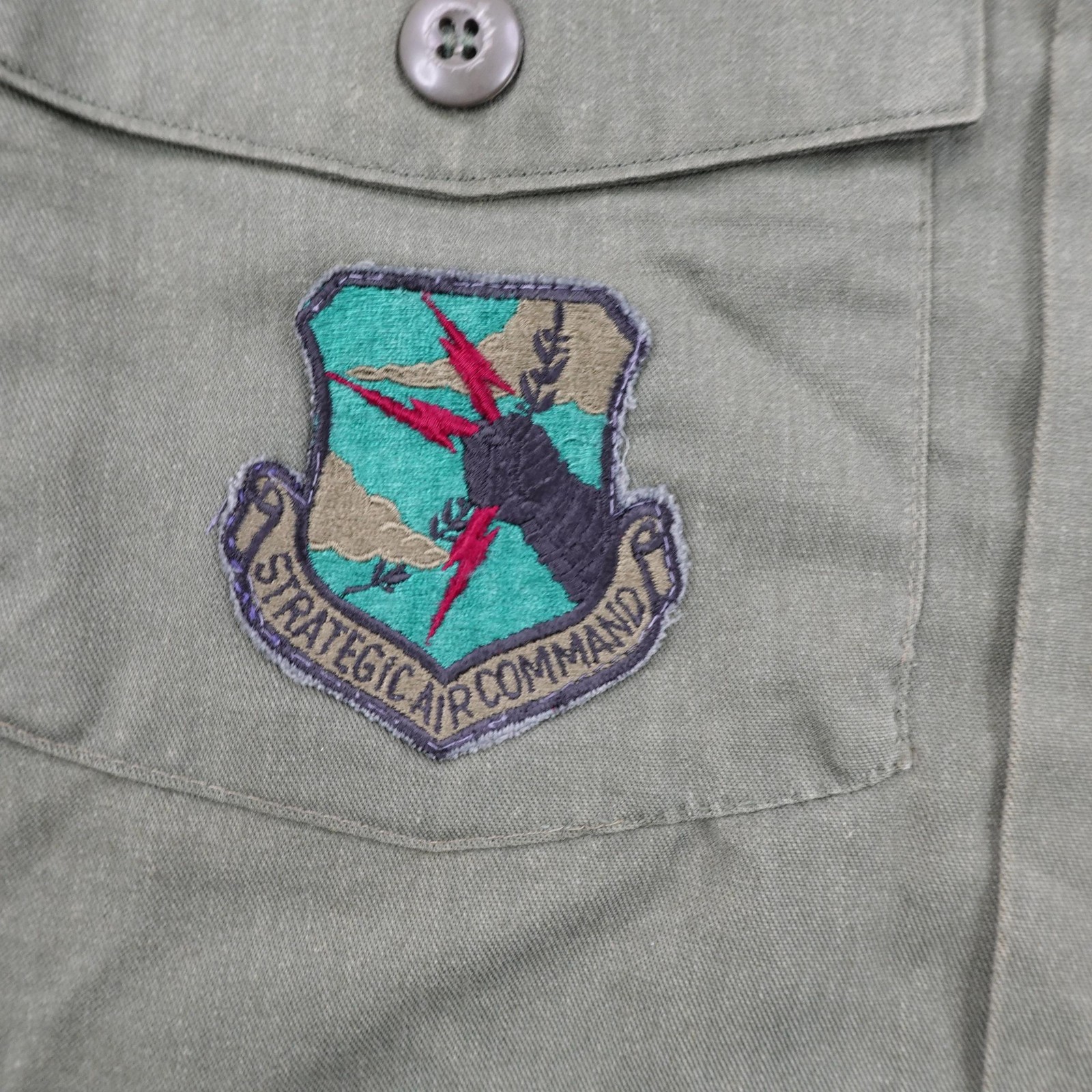 VTG US Air Force Shirt Medium OG-507 Utility Durable Press Strategic Command 80s