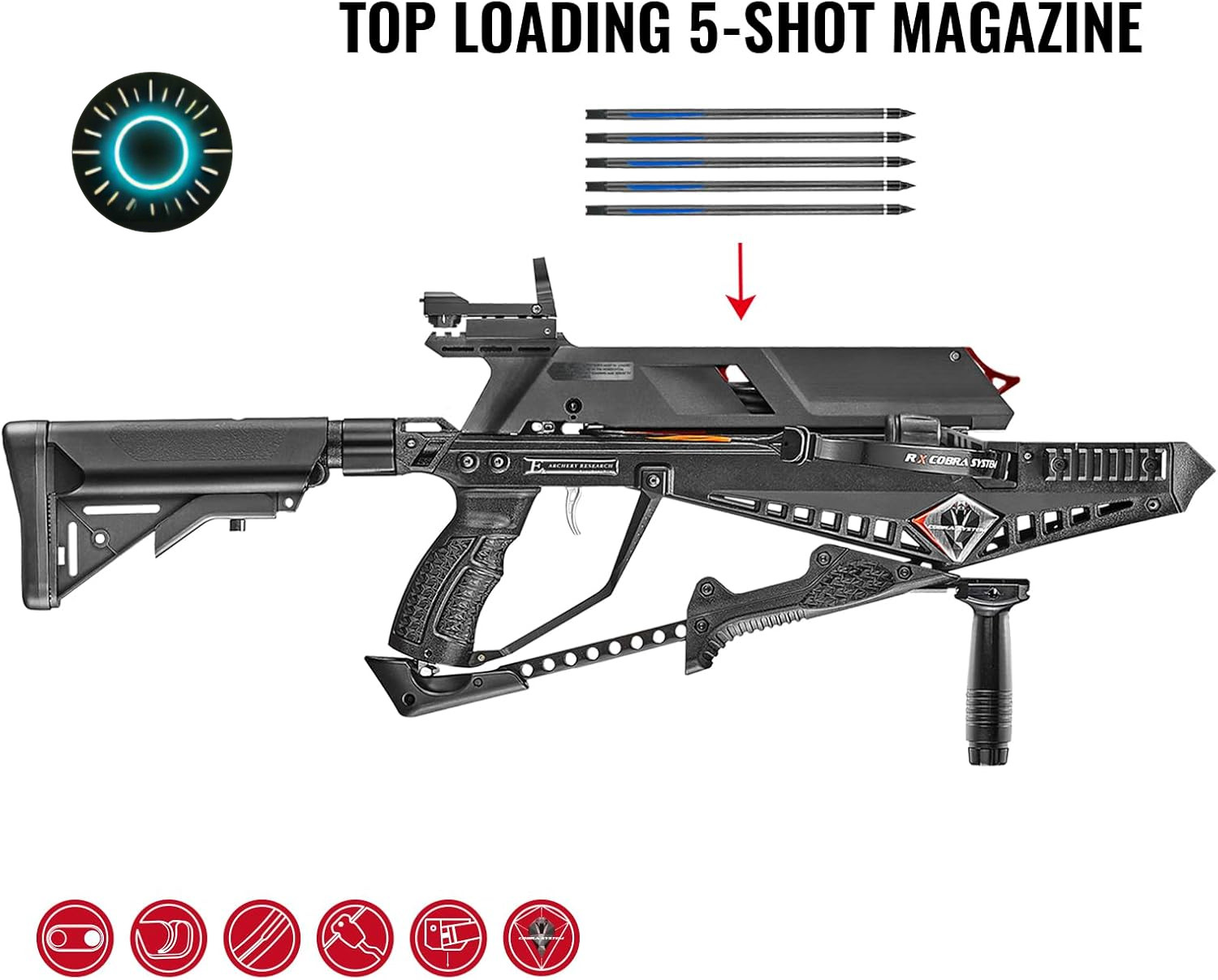 EK Archery Repeating Adder Crossbow 130 lb Cross Bow with 5 Shot auto-loading...