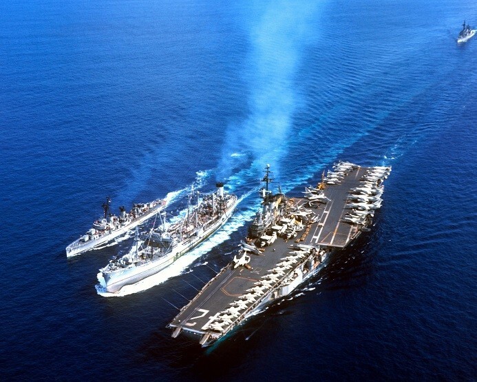 Fleet Oiler USS Tolovana refueling in Gulf of Tonkin 8x10 Vietnam War Photo 836