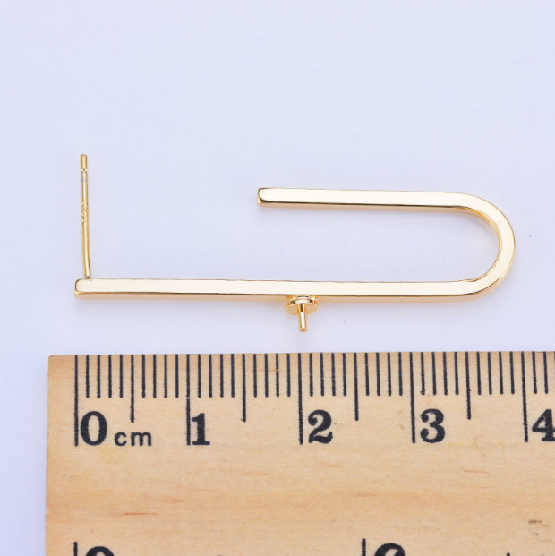 10pcs U Shape Pearl Stud Earrings,Half Drilled Pearl Mounts Earring Settings
