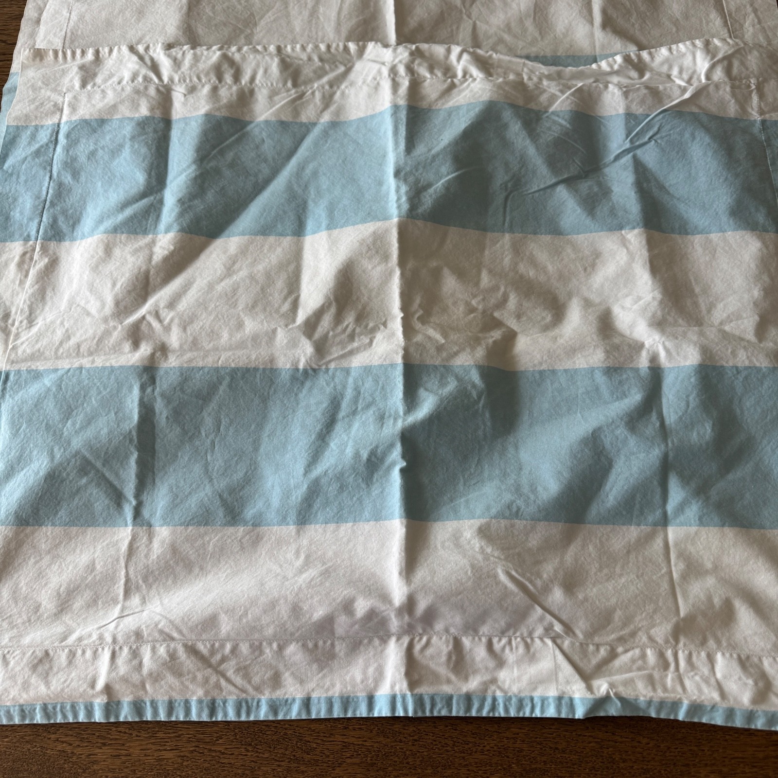 POTTERY BARN Kids Striped Pillowcases 100% Cotton Standard White Light Blue 2pcs