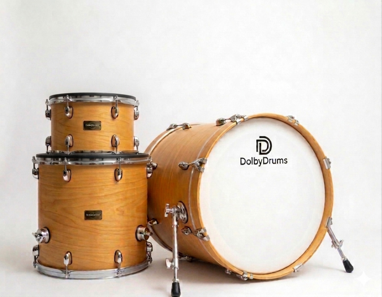 Dolby Electronic 3pc Drum Set 20” Bass Natural Wood for Roland Alesis