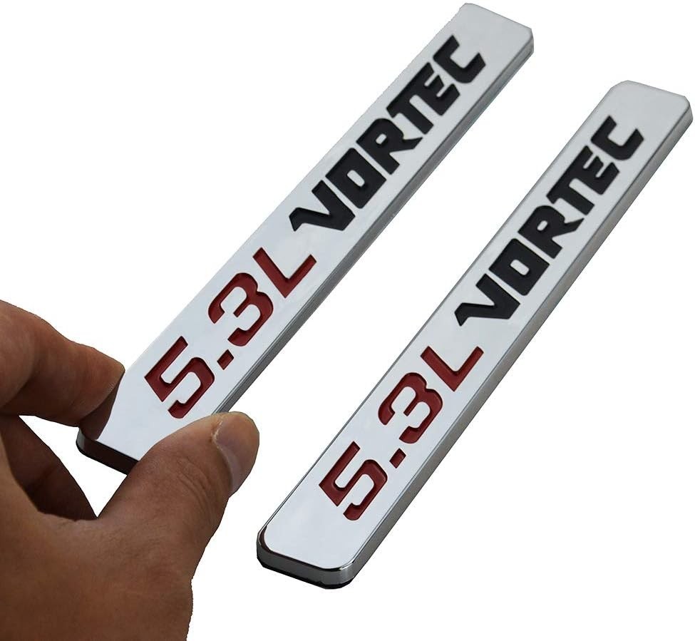2pcs hood badge emblem nameplate for 1999-2019 silverado z71 sierra 5.3l vortec