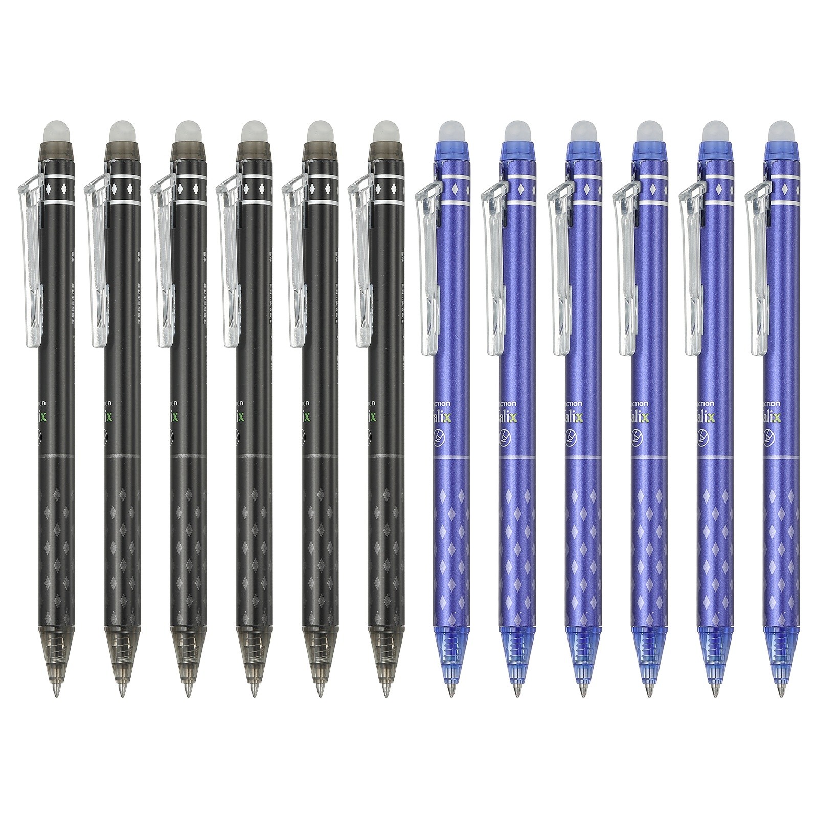 12Pcs Erasable Gel Pens, Retractable Fine Point 0.5mm Markers, Black, Blue