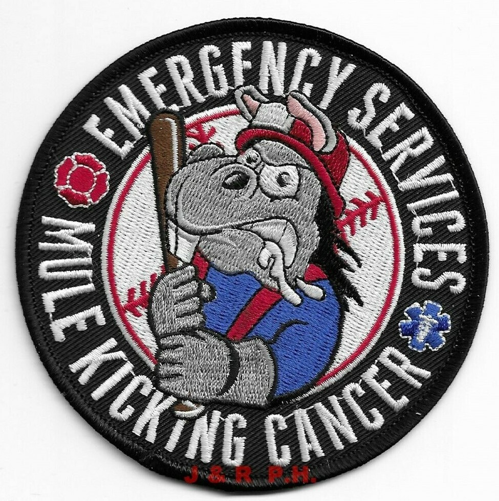 Emergency Services - MULE KICKING CANCER - Canada  (4" round size) fire patch