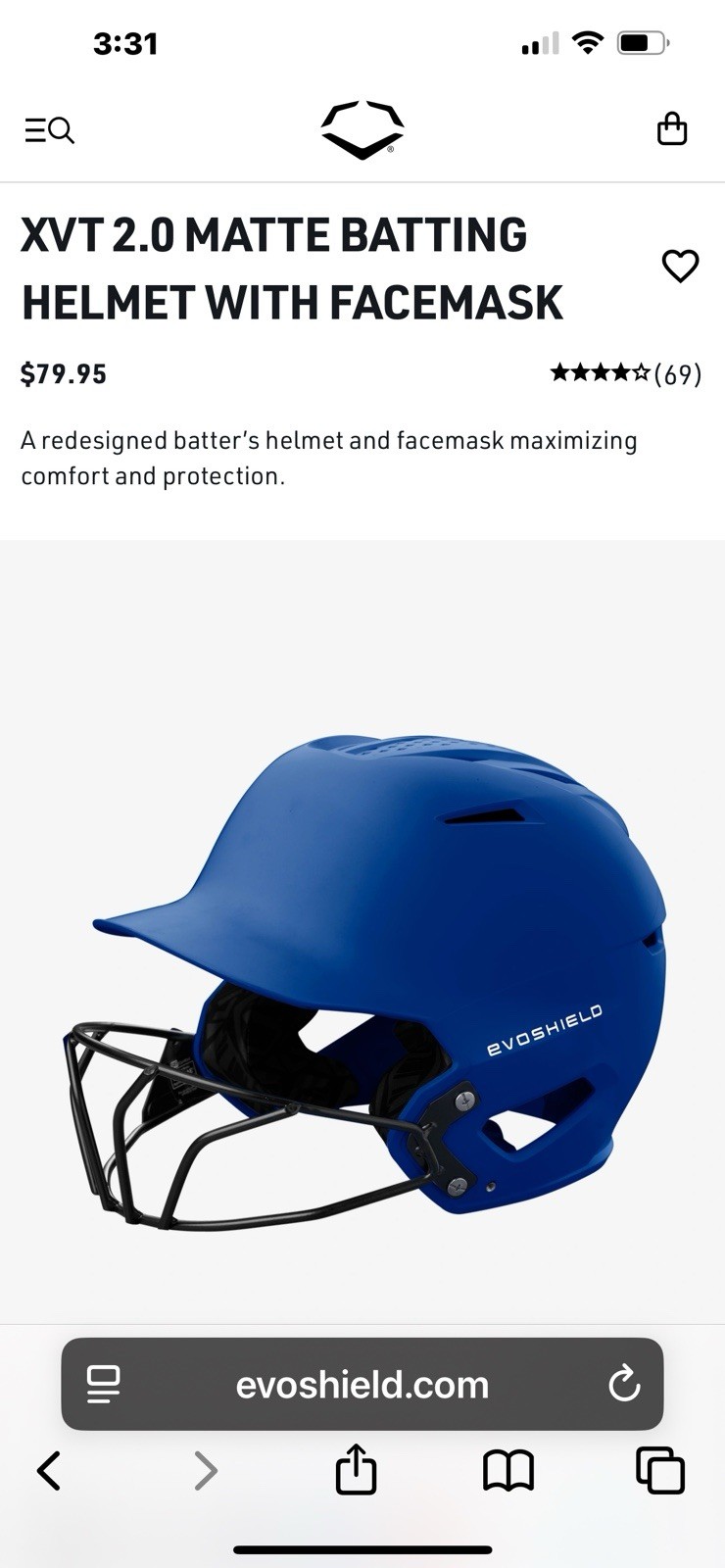 Softball Helmet With Shield And Matching Visor