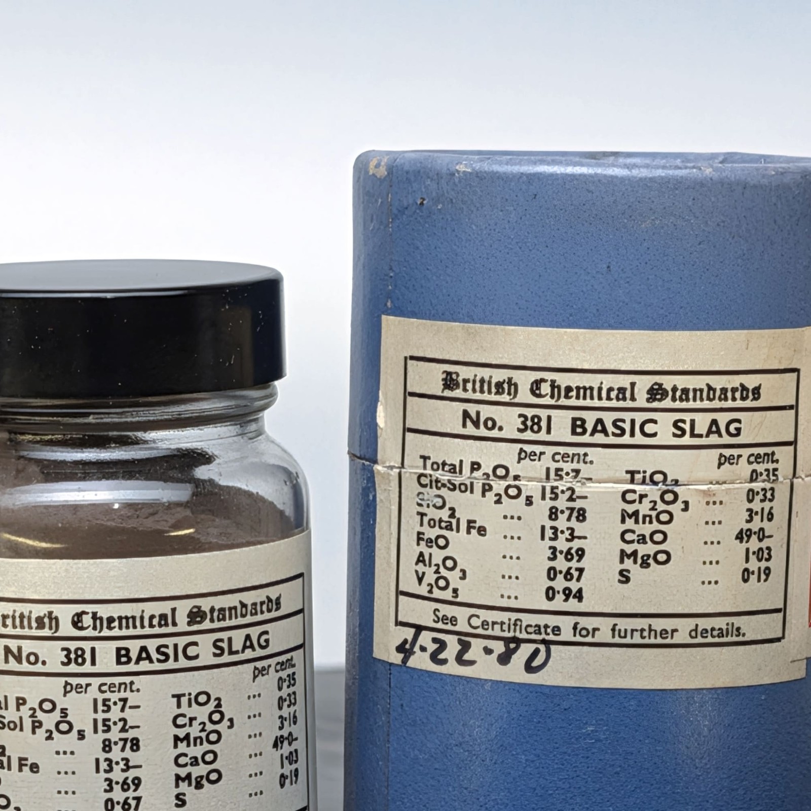 British Chemical Standards 381 Basic Slag Reference Material Full Bottle âï¸