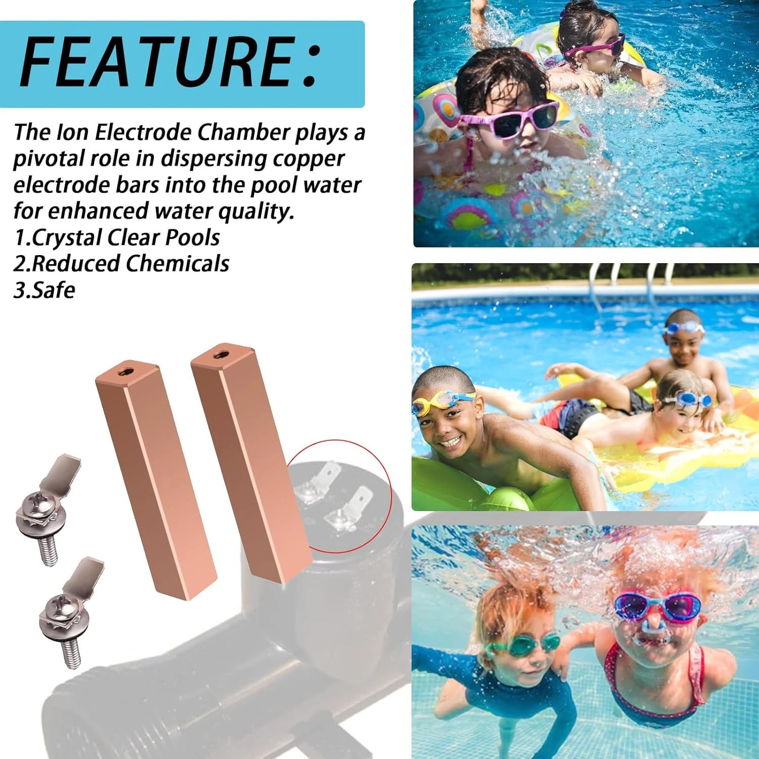 Swimming Pool Copper Electrodes Fits Power Ionizer Chamber,Replace Electrodes