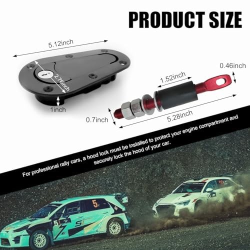 Flush Hood Latch & Pin Kit - Durable Engine Bonnet Quick Release Latch & Pin