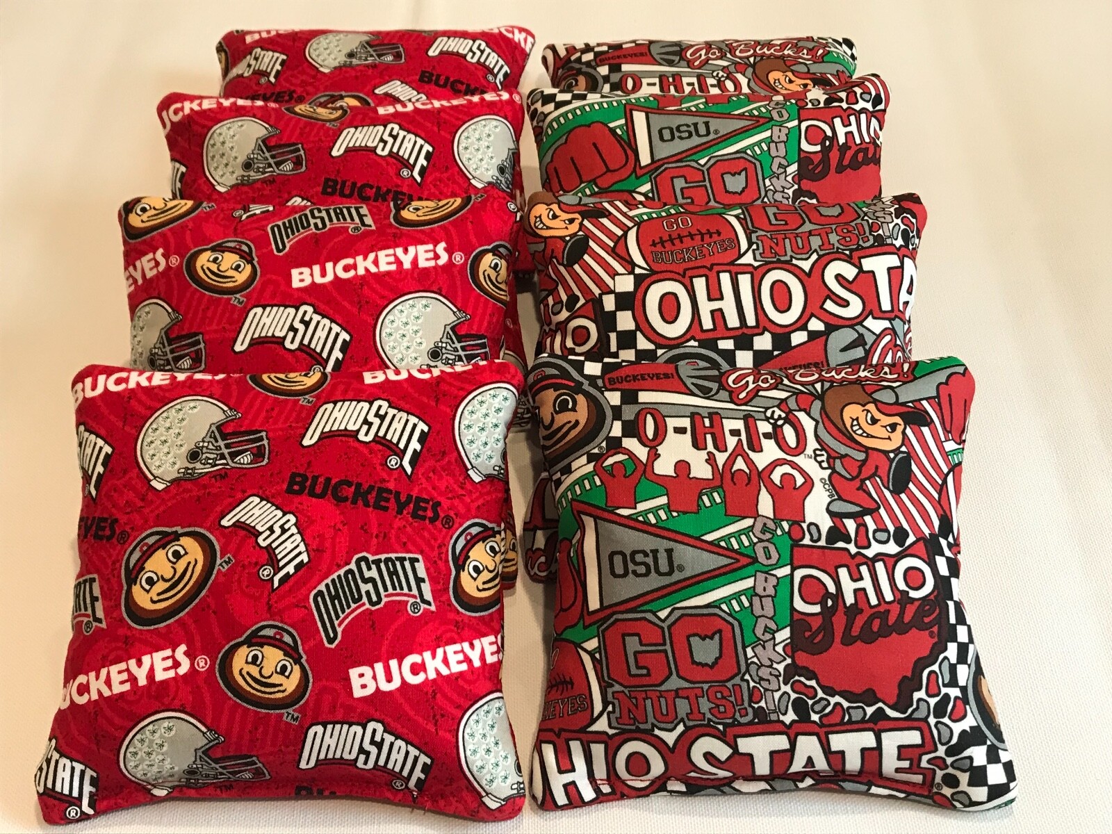8 CORNHOLE BEAN BAGS OHIO STATE BUCKEYES OSU BUCKS TOP QUALITY TAILGATE TOSS