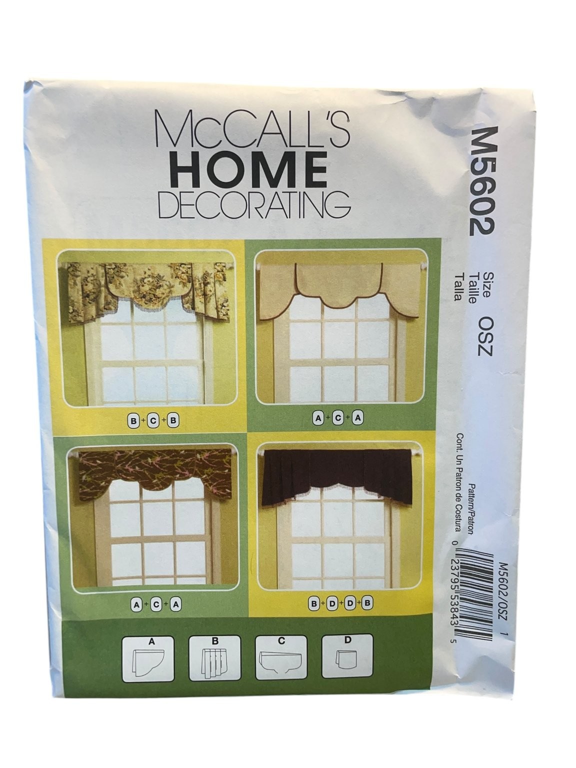 McCALL'S M5602 Home Decorating Window Treatments OSZ