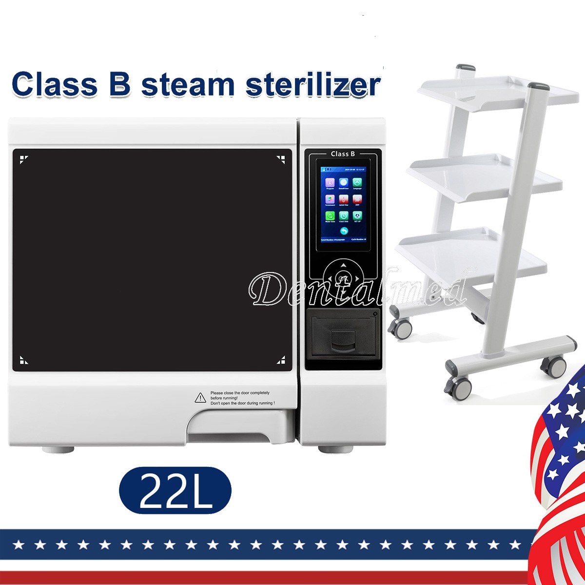 22L Dental Medical Autoclave Steam Sterilizer Class B with Printer/Cart Mobile