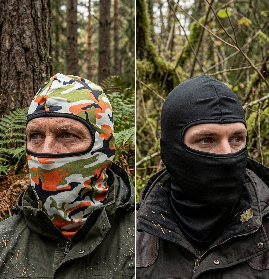 Lot of 2 Orange Black Green Camo Camouflage Ski Balaclava Face Mask Helmet Liner