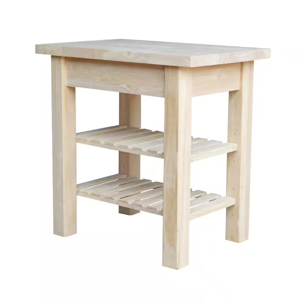 Unfinished Kitchen Utility Table with Drawer