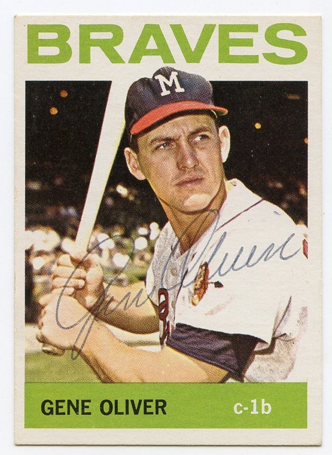 GENE OLIVER Signed 1964 Topps #316 Braves NICE !  NM  Guaranteed Authentic KOA