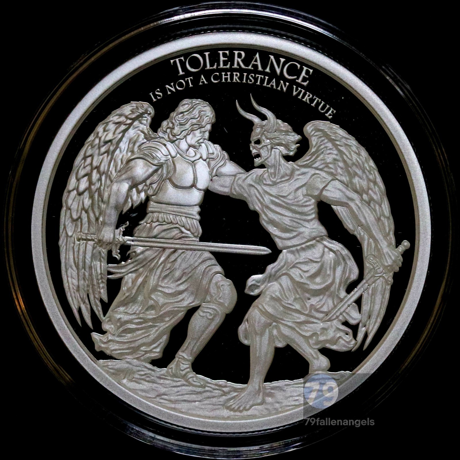 2025 Tolerance Silver Shield MiniMintage 1 oz Proof-Like .999 Angel Vs Devil