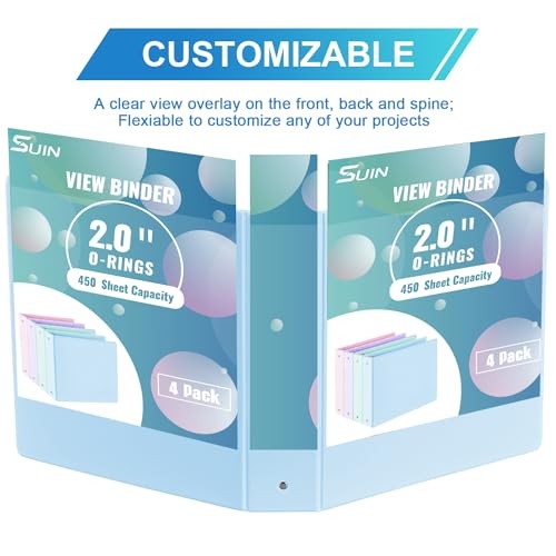 2'' 3-Ring-Binder with Pockets, 450 Sheets Capacity, 2 inch Binders fits 2-inch