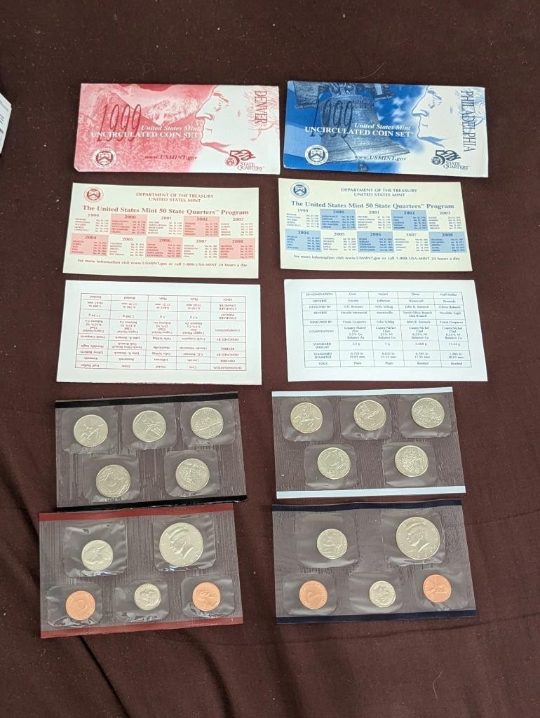 1999 P & D US Mint Uncirculated Coin Sets 50 State Quarters
