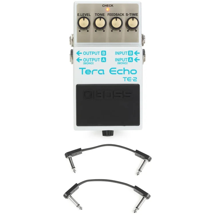 Boss TE-2 Tera Echo Pedal with EBS Patch Cables