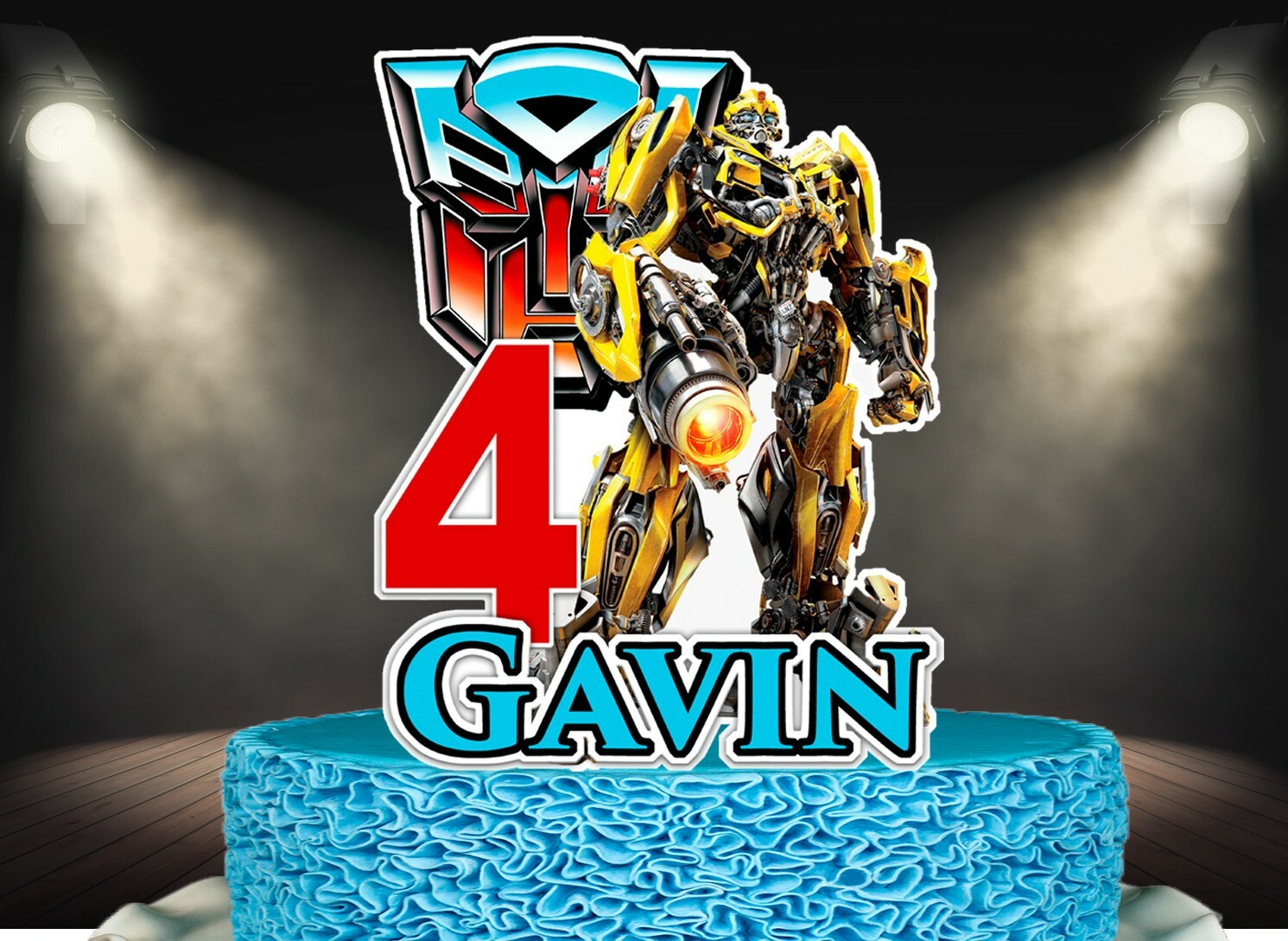 Bumble Bee Personalized Cake Topper, Transformer Personalized Cake Topper, 