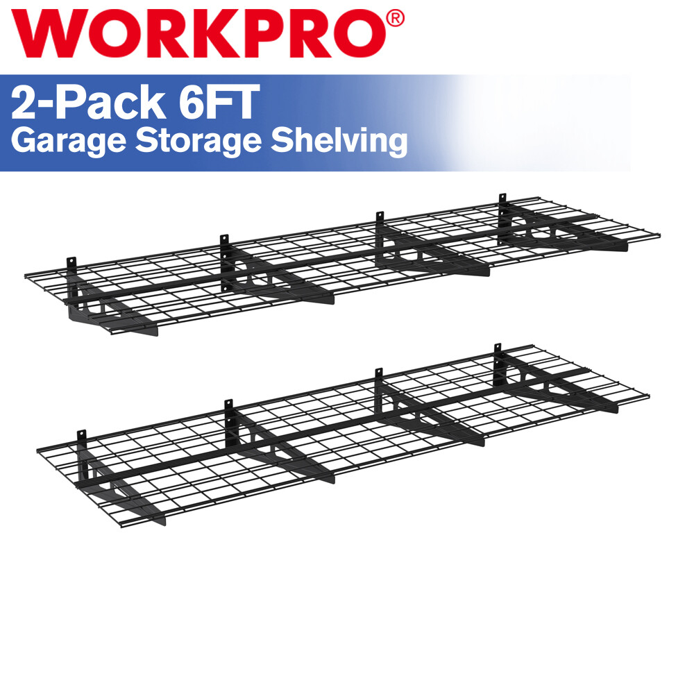 WORKPRO 2-Pack 2x6FT Garage Wall Shelving, 72” x 24” Heavy Duty Wall Mounted