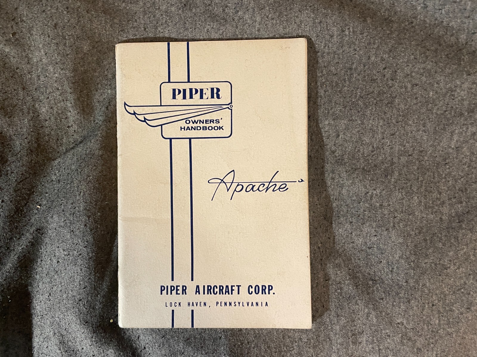 Original Piper Cherokee Apache PA-23 PA-23-160 Owner's Manual 1967