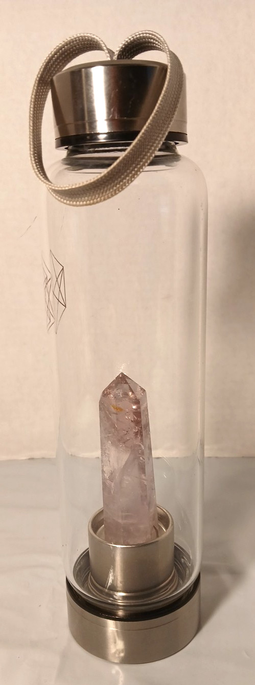 Glacce Purple Amethyst Crystal Elixir Glass Water Bottle