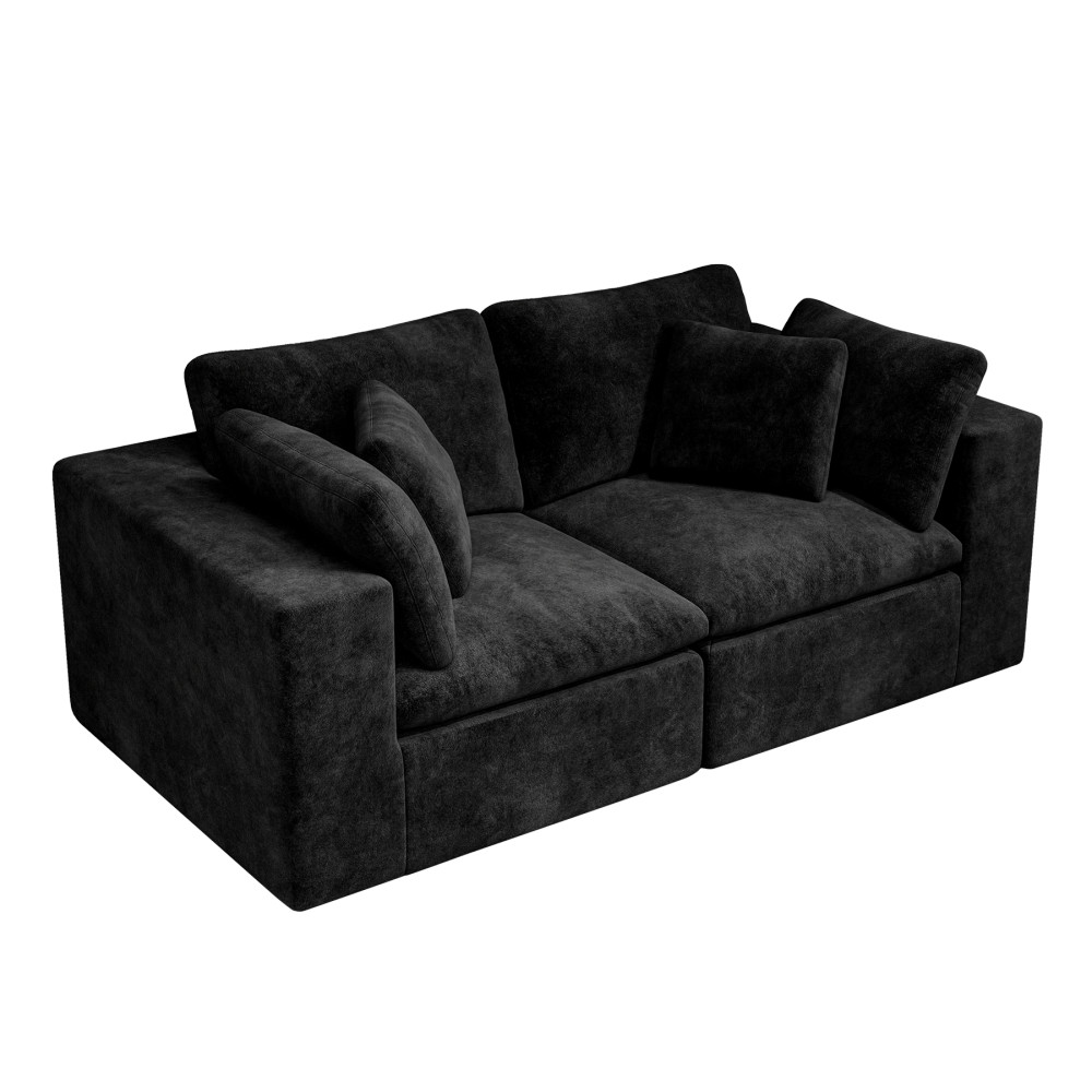 Modular Sectional Sofa w/ Plush Corduroy Fabric, No Assembly Black