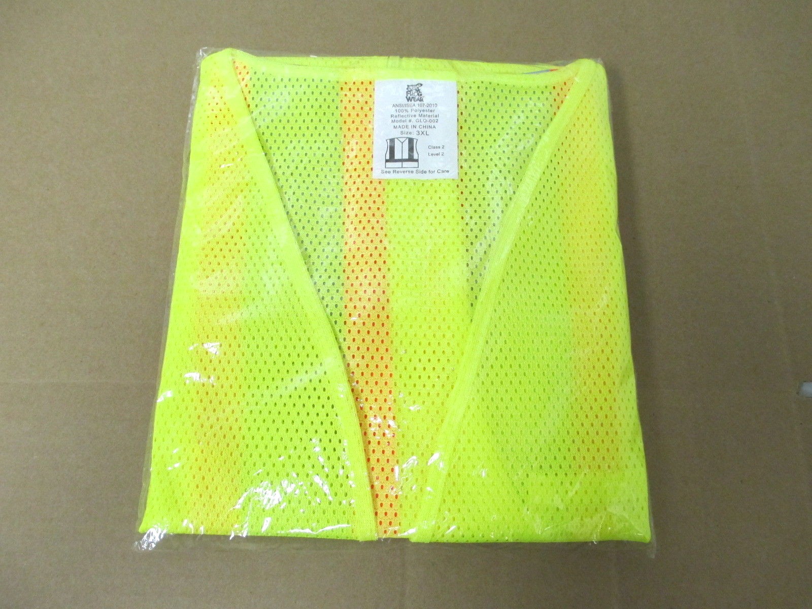 FROG WEAR GLO-002 FLUORESCENT YELLOW SAFETY VEST SIZE 3 XL BRAND NEW REFLECTIVE