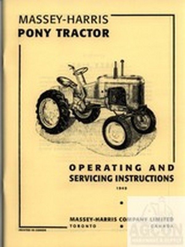 Massey Harris Pony Tractor Operating Service Manual