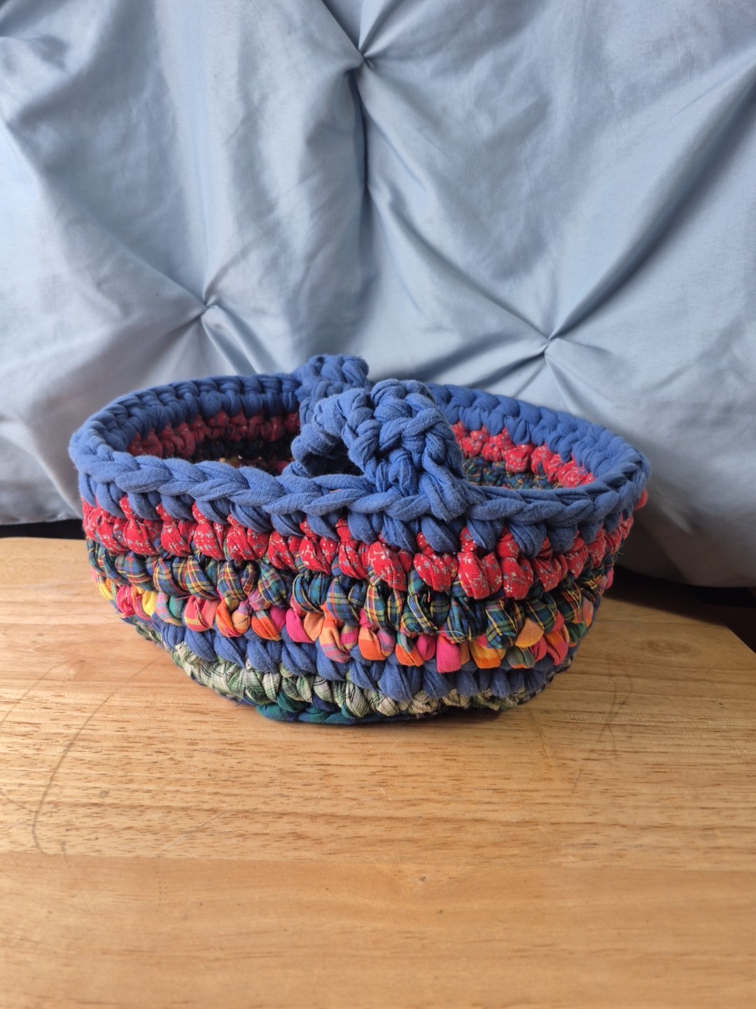 Handcrafted Crocheted Basket Multicolored
