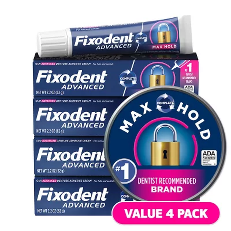 Fixodent Advanced Denture Adhesive - Max Hold, 2.2 oz. - 4 Pack