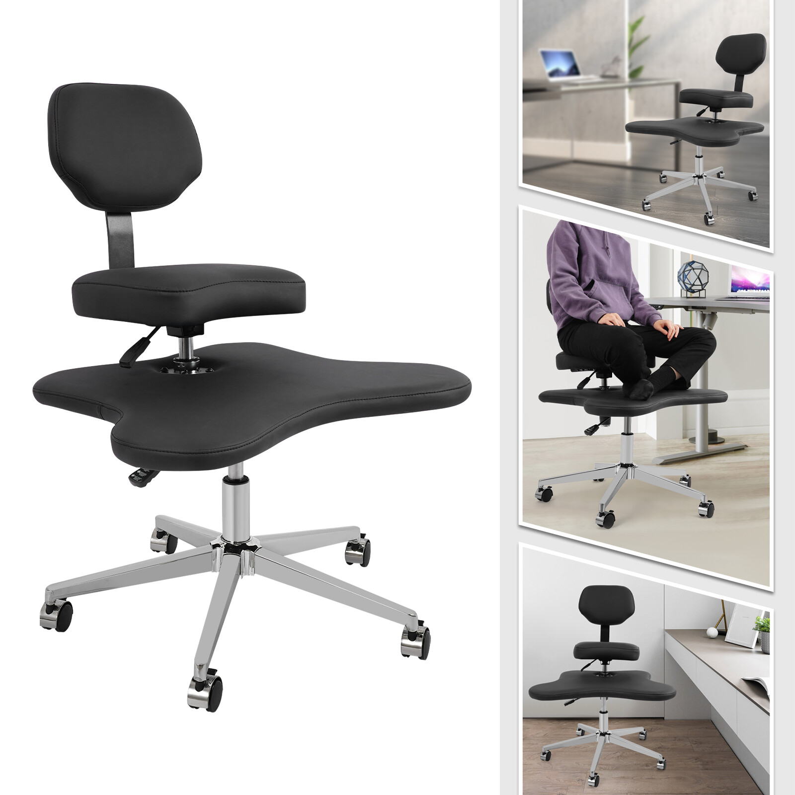 Cross Legged Office Chair, Criss Cross Chair with Wheels, Meditation Chair