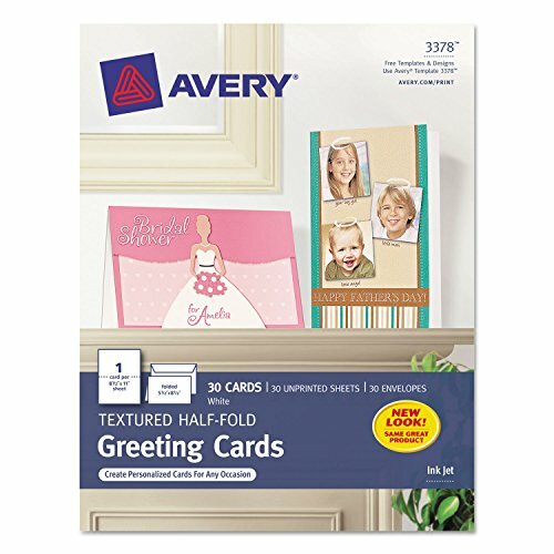 Avery 3378 Inkjet Greeting Cards, Textured, 5-1/2-Inch x8-1/2-Inch, 30/BX
