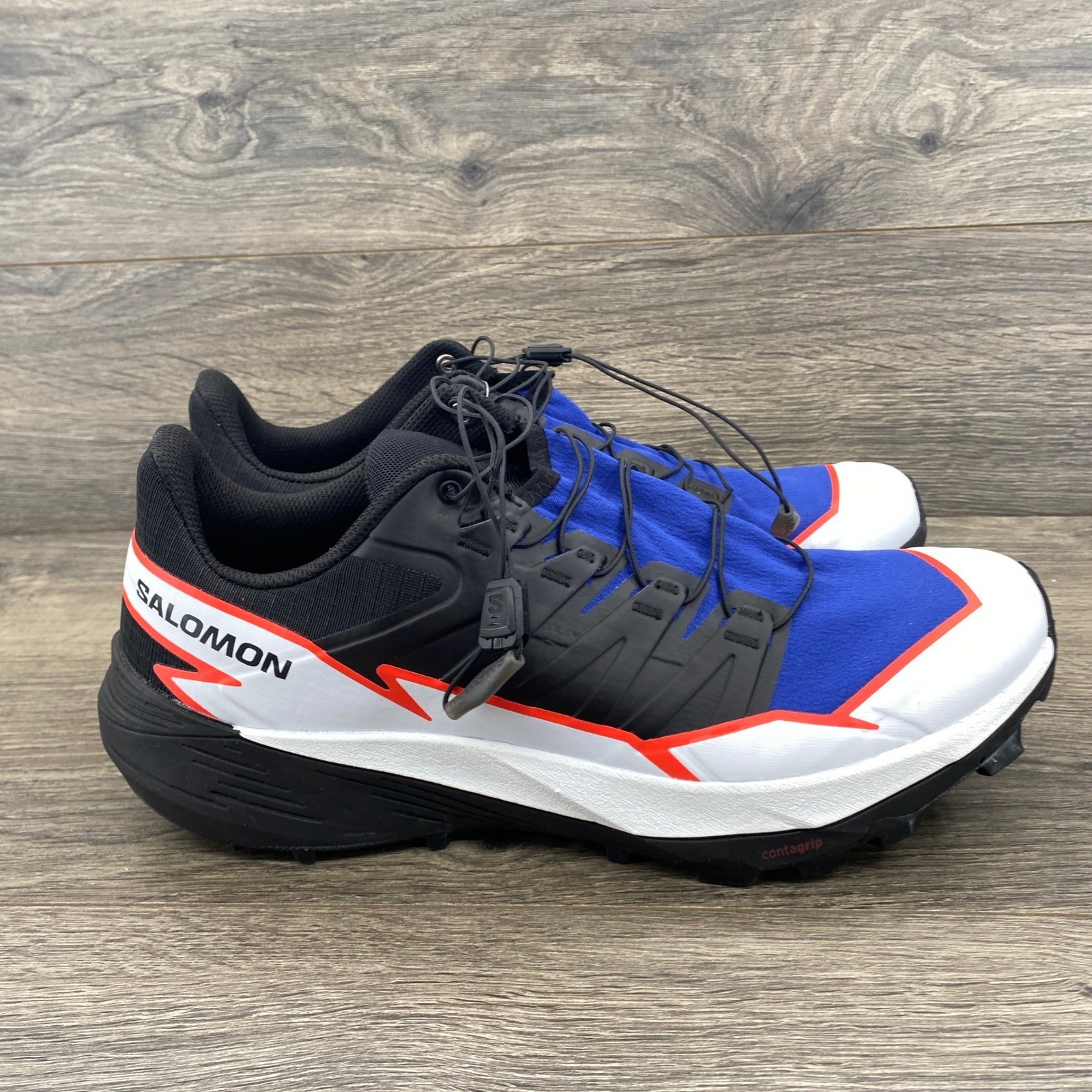 Salomon Thundercross Trail Running Shoes Men's Size 10 Wide Black Blue Orange