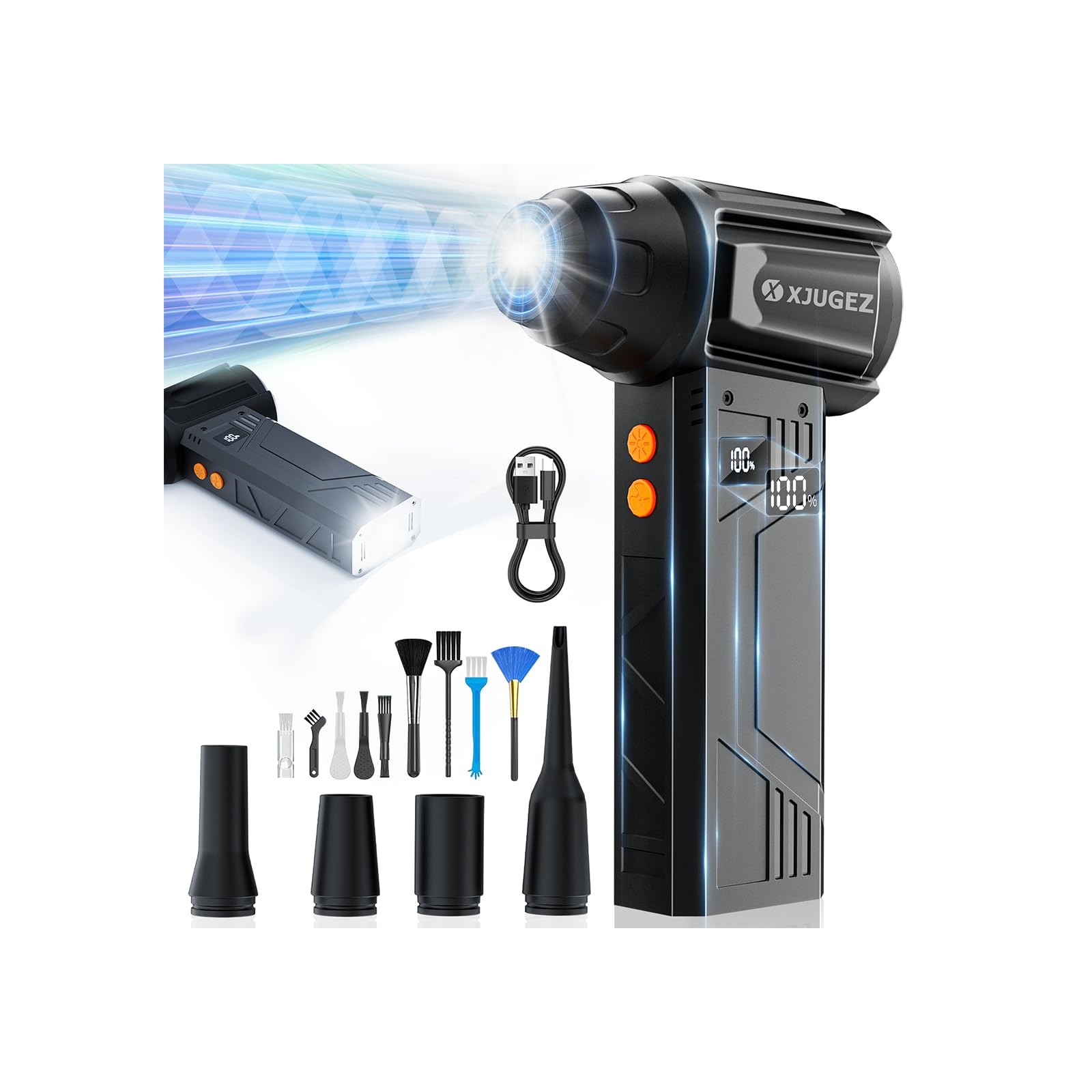 Pistola De Aire Eléctrico Con Luz Comprimido Plumero Para Limpiar Polvo PC Nieve