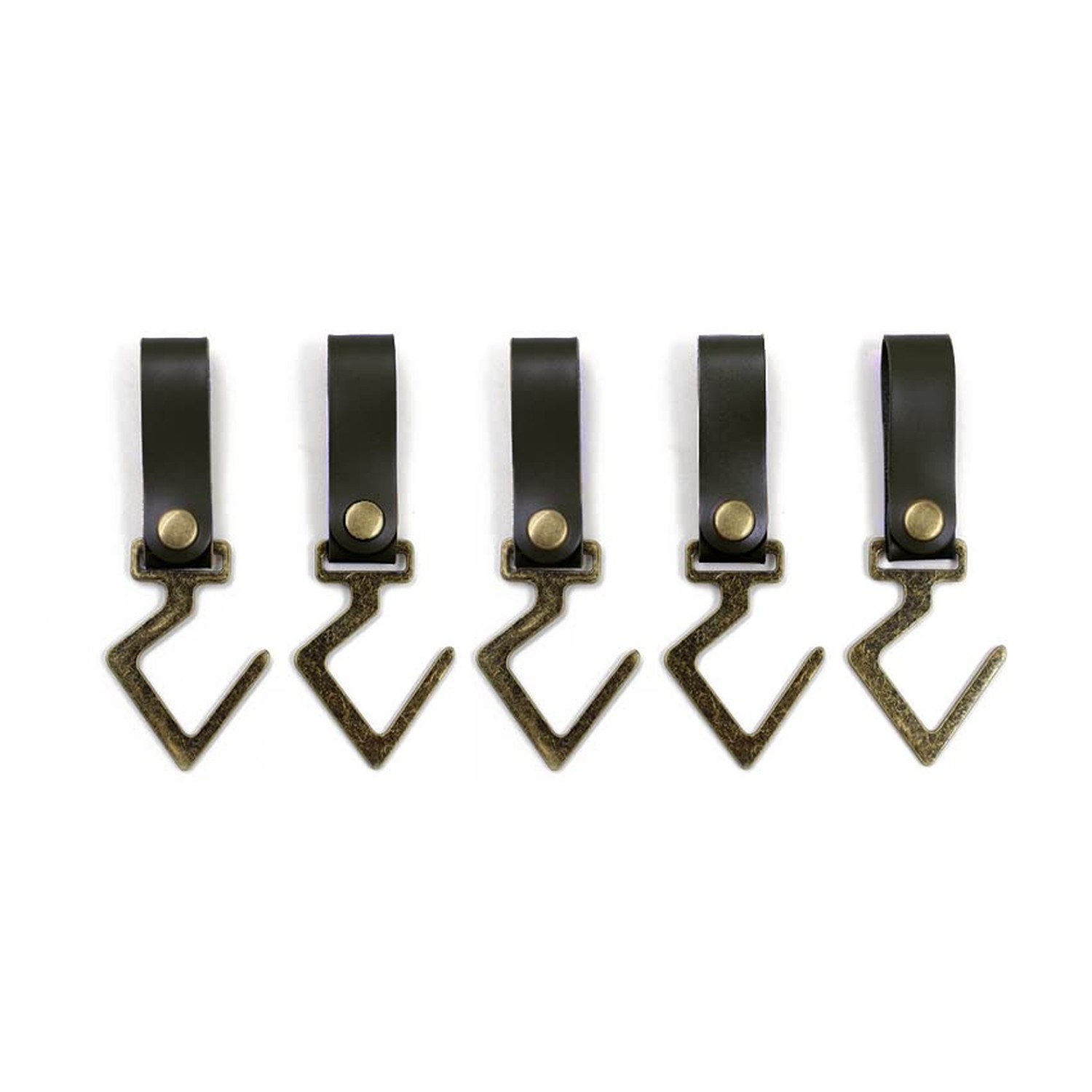 5 PCS PU Leather Hooks, Multifunctional Leather Hangers, S-Type，Black Bla