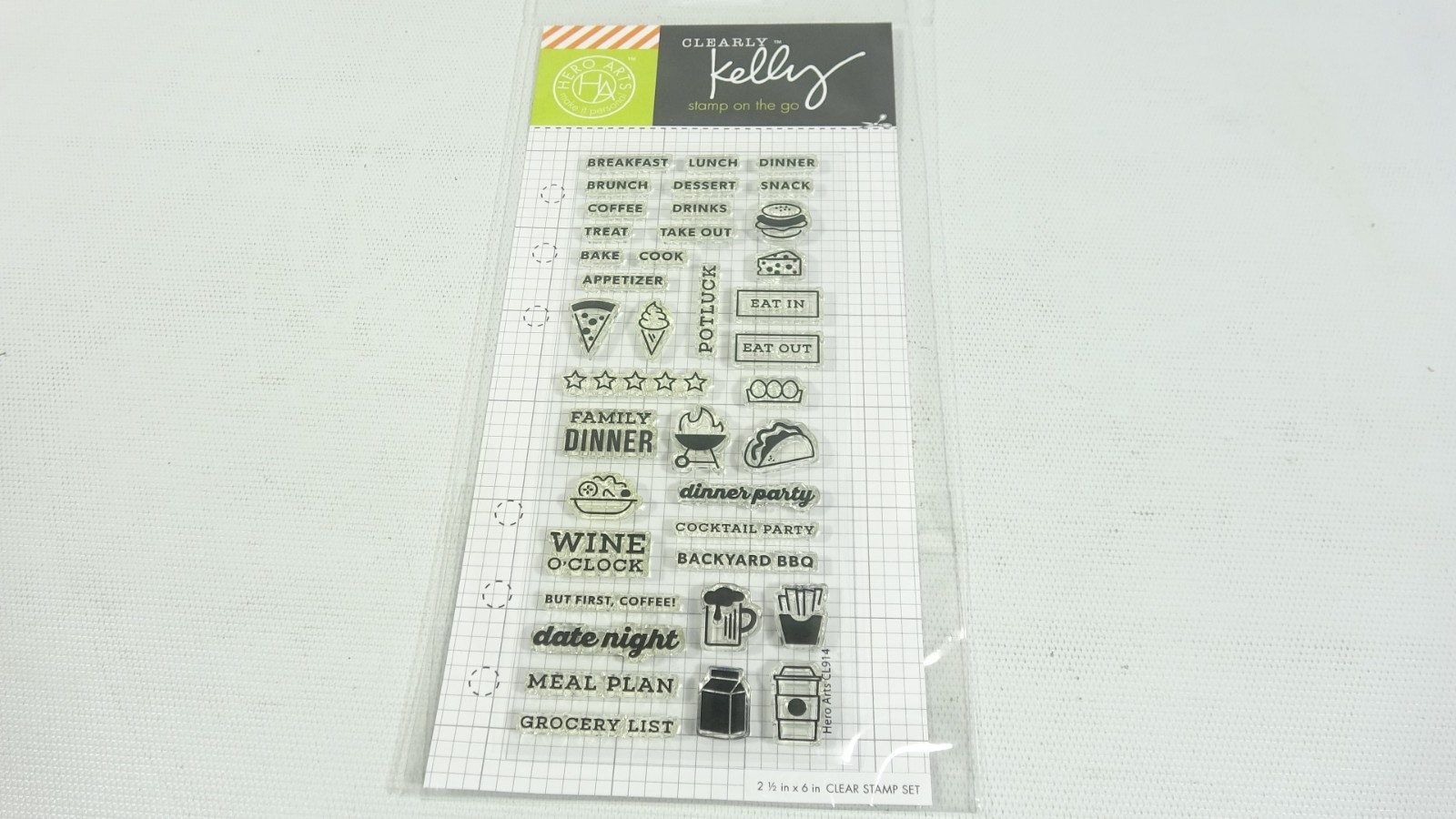 2016 Hero Arts Clearly Kelly Clear Rubber Stamps Kelly's Food Planner CL314