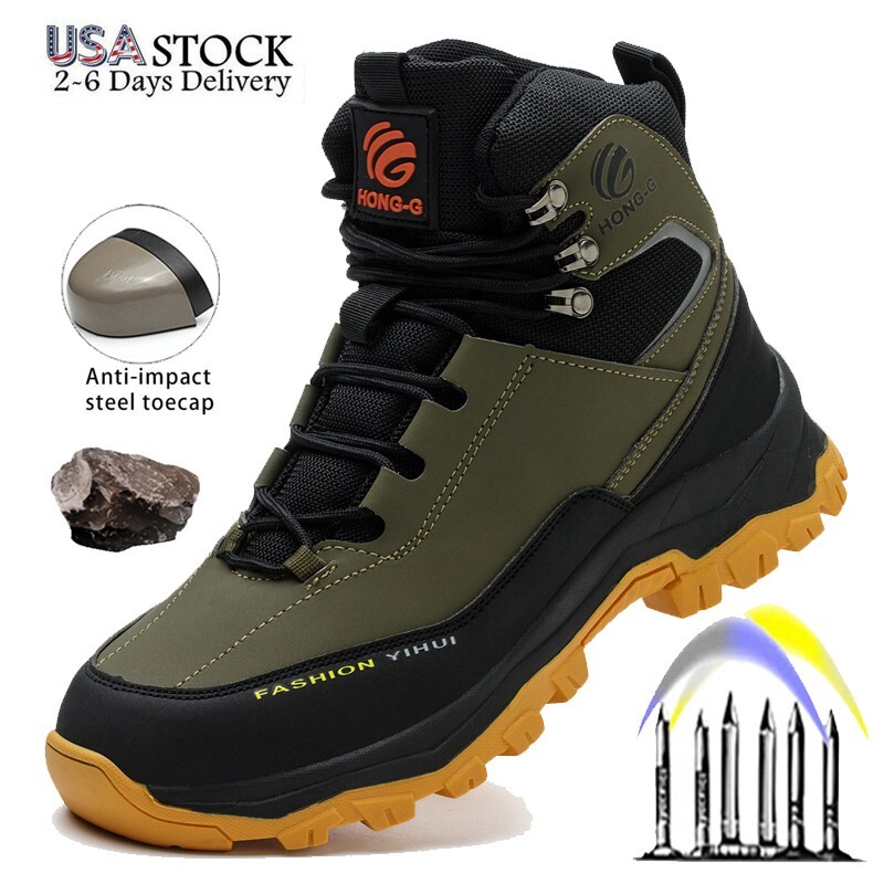 Mens Roofing Shoes Safety Shoes Work Boots Sneaker Steel Toe Boot Wear Resistant