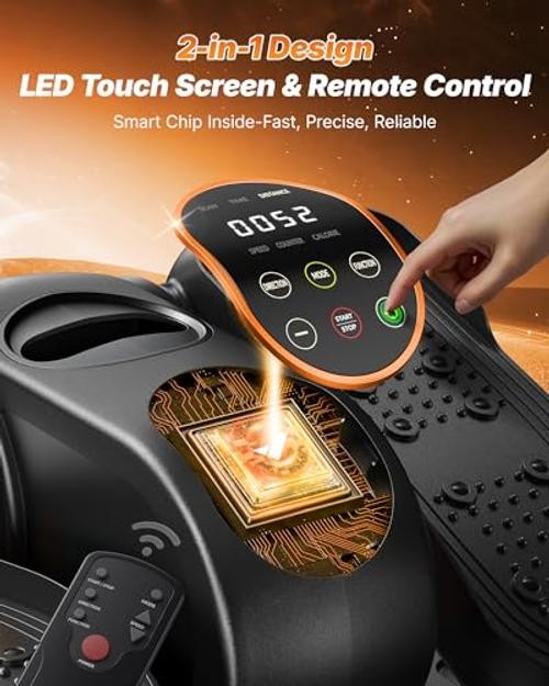 Under Desk Elliptical, Leg Exerciser While Sitting for Seniors | Quiet Orange