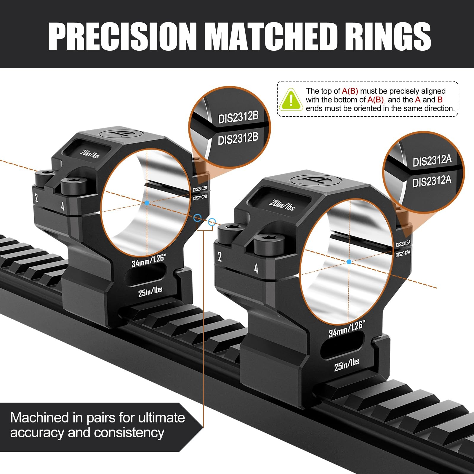 DISCOVERYOPT Precision Scope Rings, Precision Lapped Riflescope Mounts for Pi...