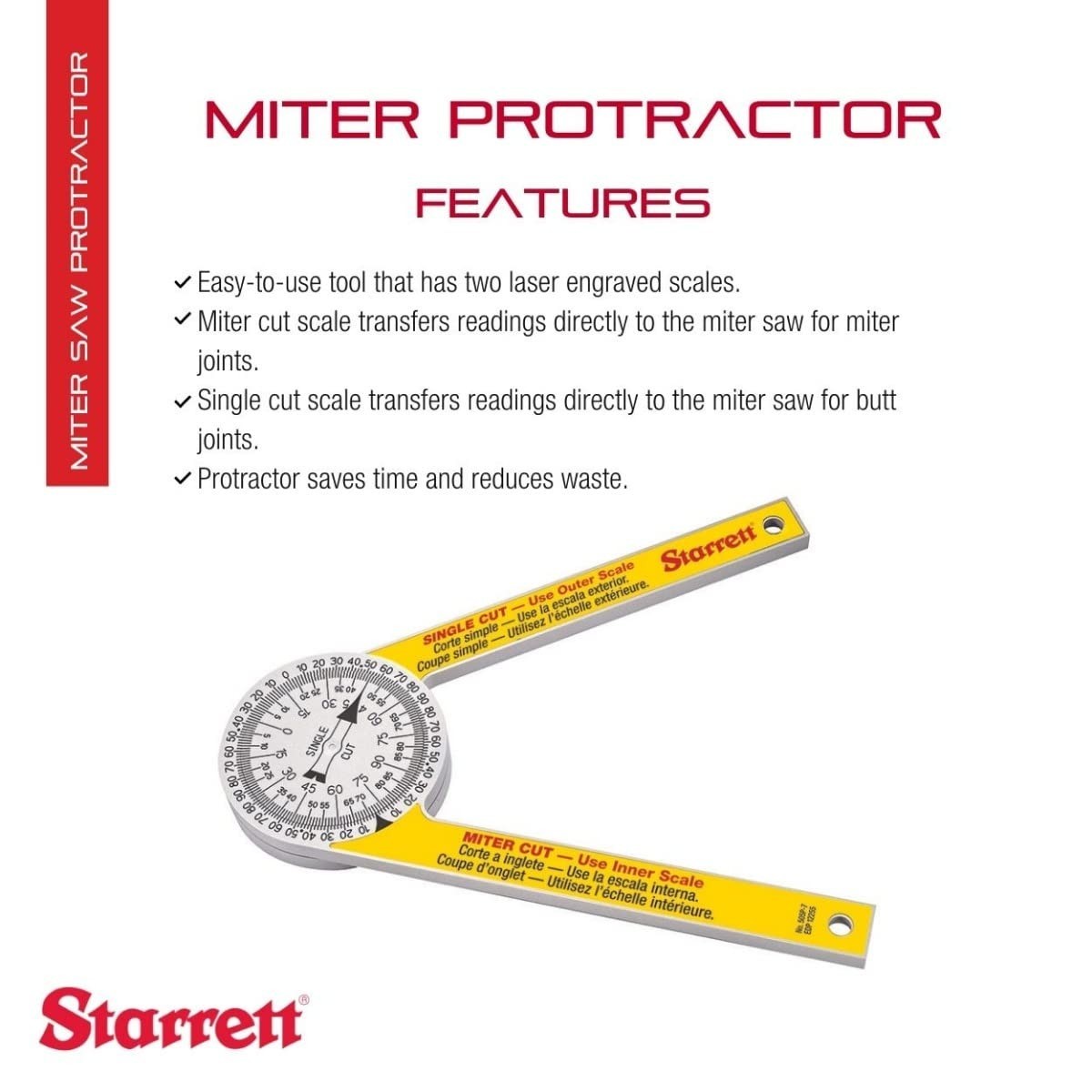 ProSite Miter Protractor Angle Finder with Two Laser Engraved Scales - Ideal ...