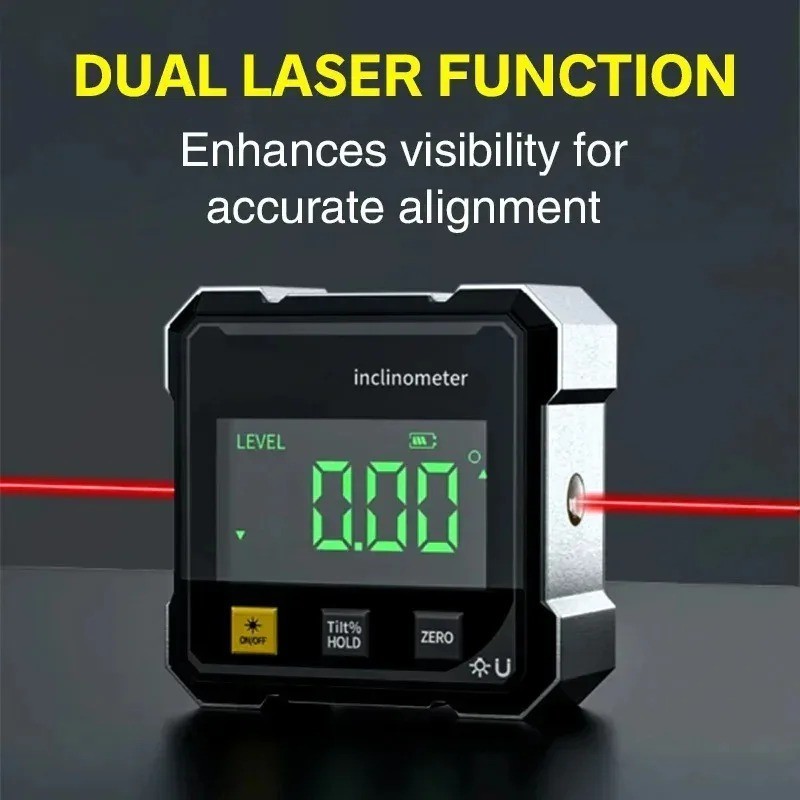 Digital Angle Finder with Electronic Laser 2-Side Magnetic Gauge Level LCD
