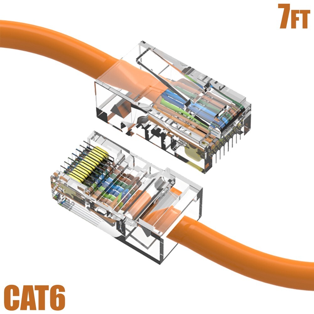 7FT Cat6 RJ45 Ethernet LAN Network UTP Non-Boot Patch Cable Copper 24AWG Orange