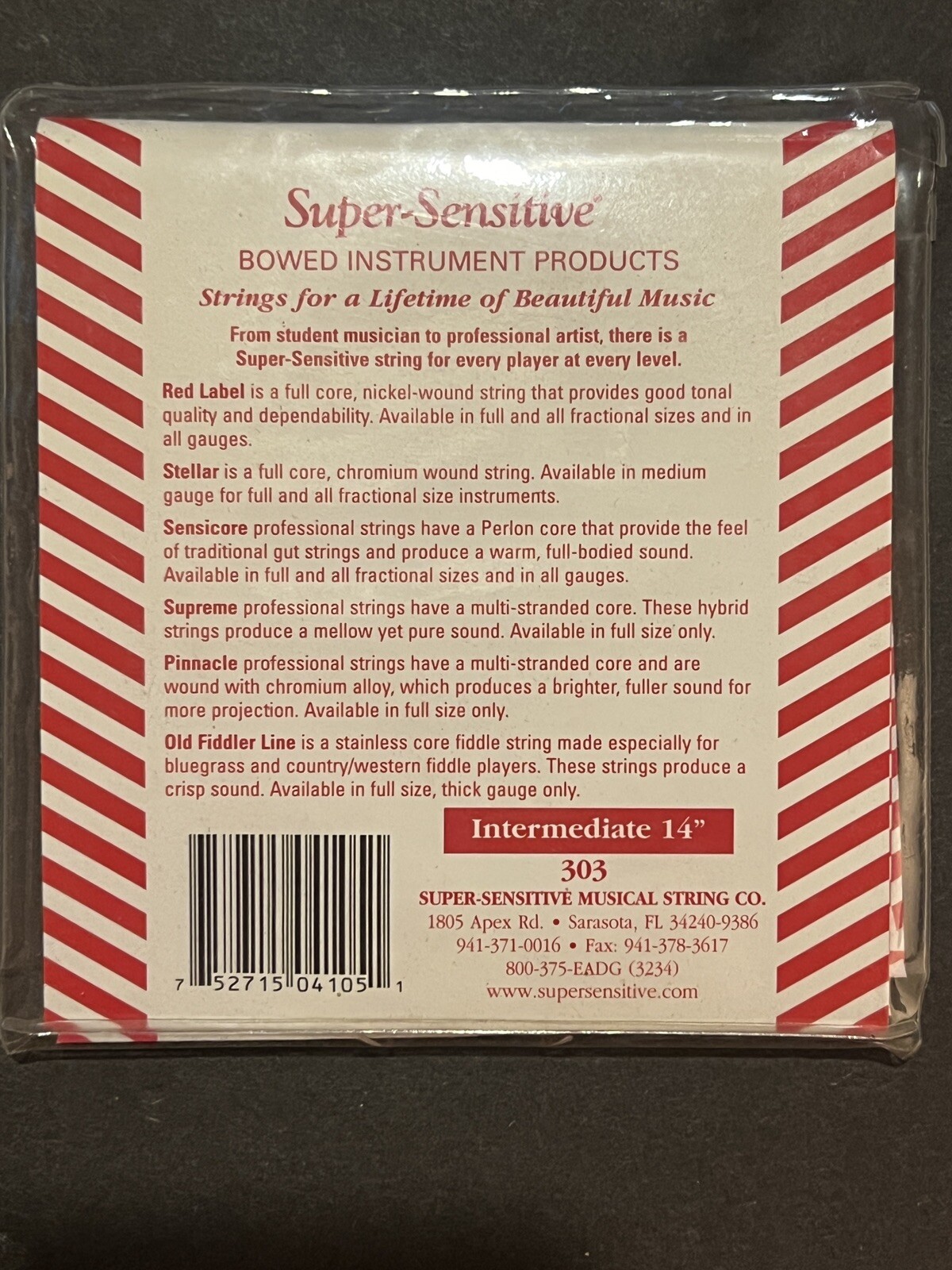 Red Label SS4105 3/4 Viola String Set NOS