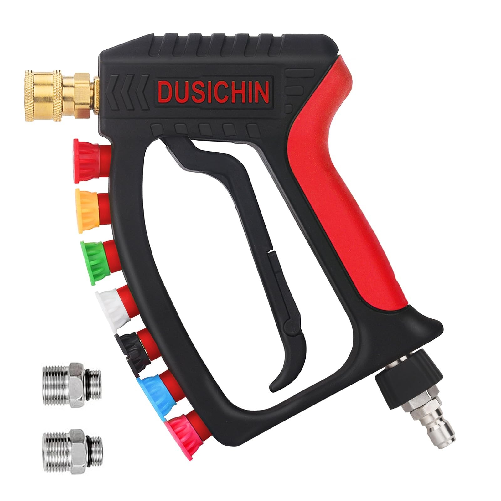 DUSICHIN Short Pressure Washer Wand High Spray Swivel Gun 7 Nozzle Tips 4000 ...