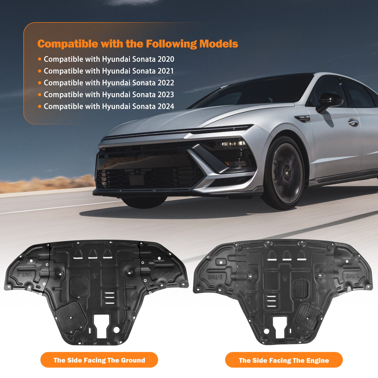 For 2020 21 22 23 2024 Hyundai Sonata Engine Under Cover Front Splash Shields