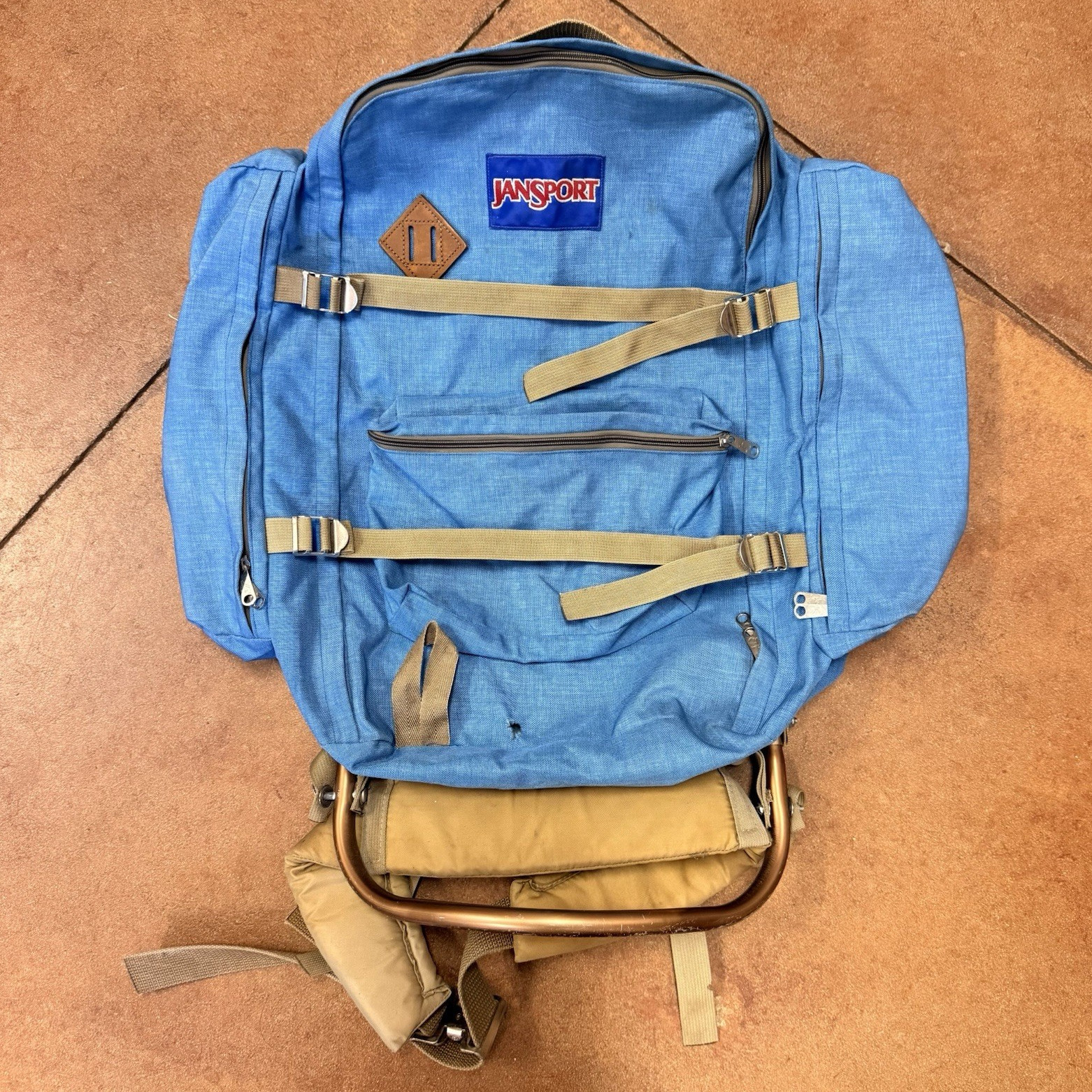 Vintage 1972-82 JanSport K2 External Frame Backpack Blue Tan Hiking Pack